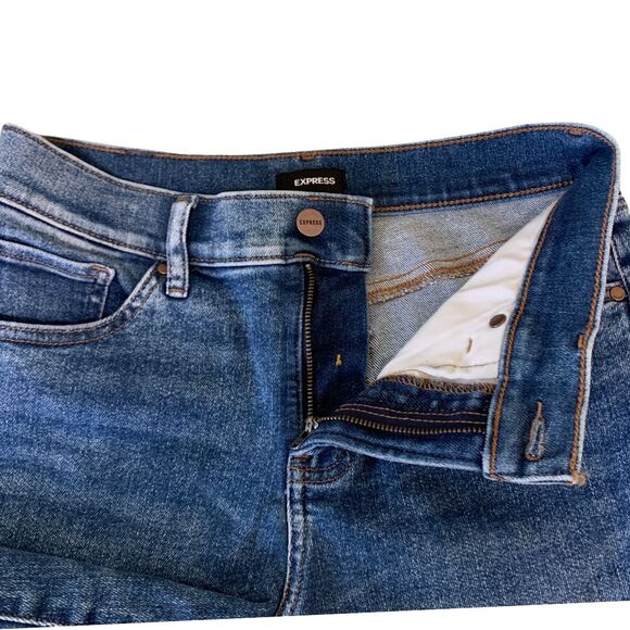 Express Denim Blue Jeans Skyscraper Mid Rise Light Wash with Ankle Slit Size 8S - Picture 4 of 9